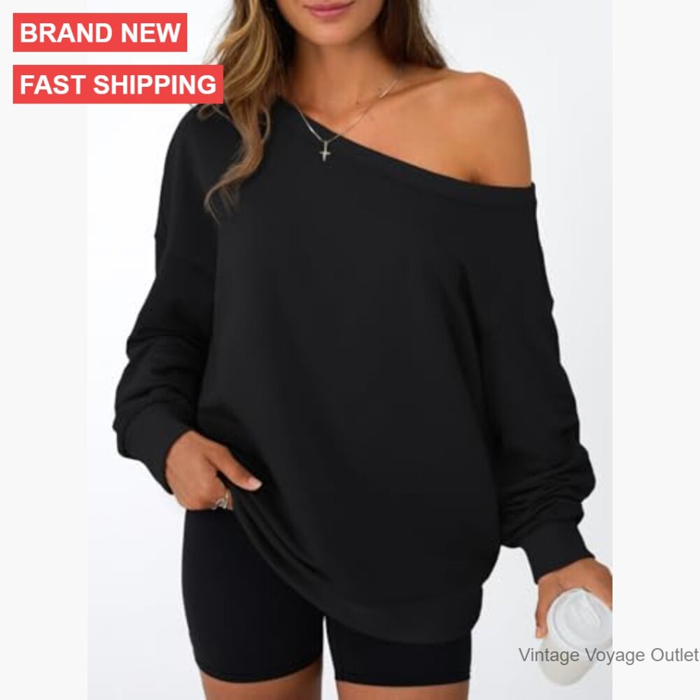 Off Shoulder Oversized Sweatshirt Polyester Blend… - image 5